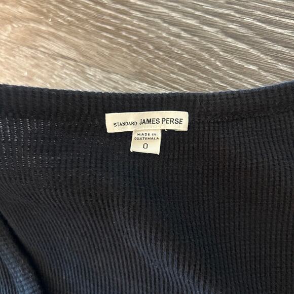 EUC James Perse Thermal Long Sleeve Maxi Dress Black Cotton Scoop Neck Rib Knit - Picture 14 of 16